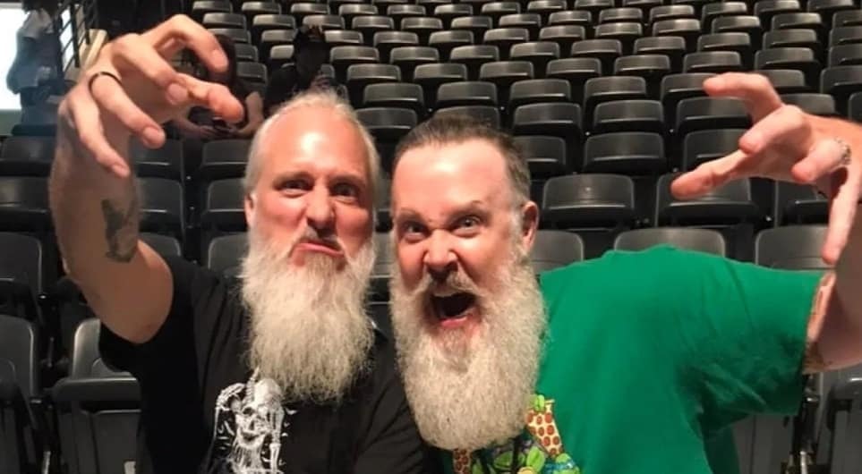 Photo of two heavy metal fans