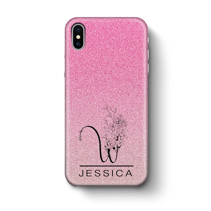 Glitter Ombre With Initial & Name - iPhone 3D Custom Phone Case | Designyourgift.co.uk .