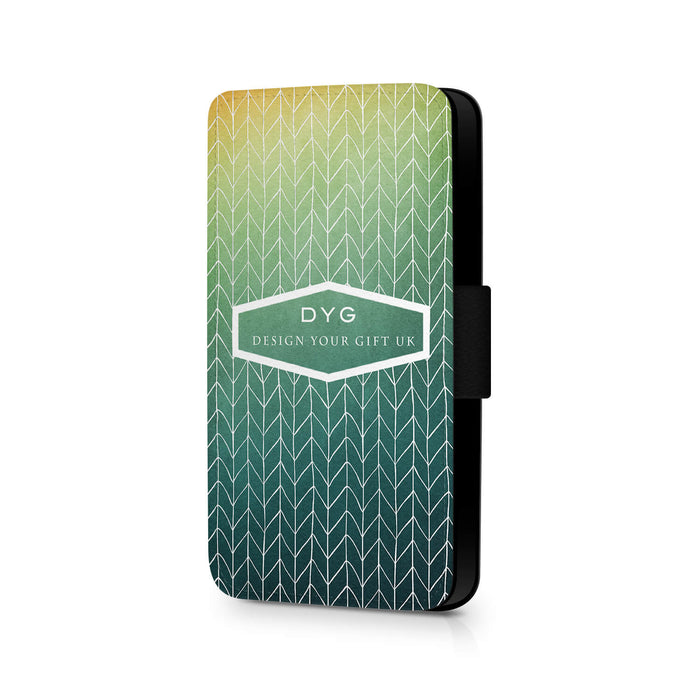 Personalised iPhone 6+ Wallet Case | ZigZag Ombre Phone Case - green lake colours design