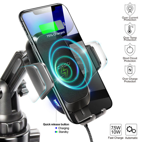 TOPGO Wireless Charger Cup Holder Phone Mount