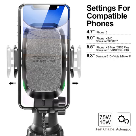 TOPGO Wireless Charger Cup Holder Phone Mount