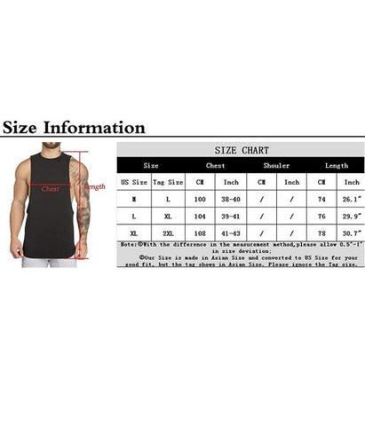 Muscle Tank Top Size Chart
