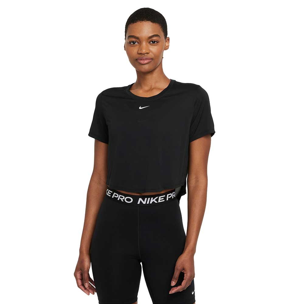 Recomendado empeñar Desnudarse Women's Nike Dri-FIT One Standard Fit Short Sleeve Cropped Top - Black –  Gazelle Sports