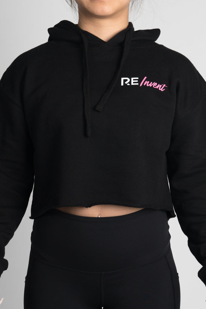 black crop top hoodie