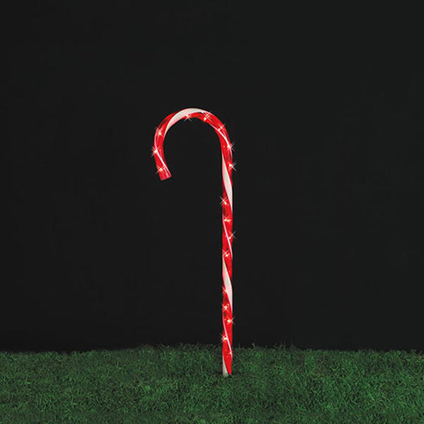 28&quot; Single Lighted Candy Cane Lawn Stake | Lighted Candy Cane Yard