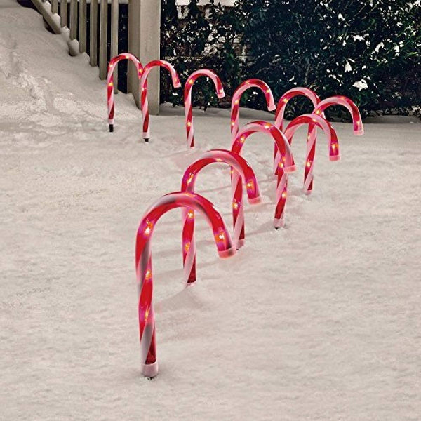 Candy Cane Lawn Stakes Outdoor Lighted Christmas Decorations