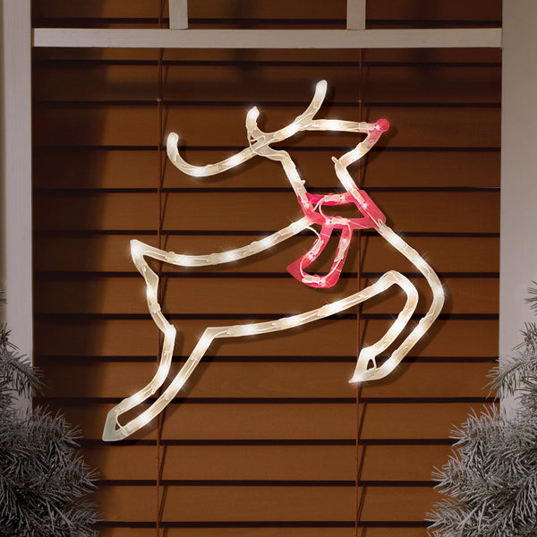 Lighted Reindeer Window Silhouette | Pre-Lit Christmas Decorations