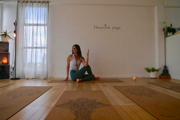 Twist on Cork Yoga Mats in Studio