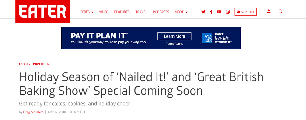 Eater - Article on Nailed It! Holiday!