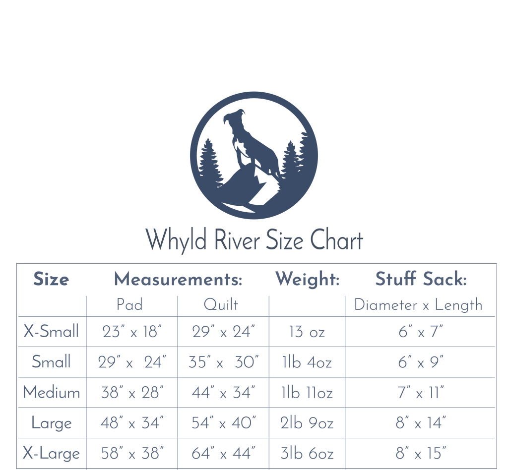 whyld river size chart