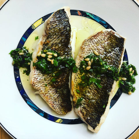 korean recipe snapper with herb vinaigrette ginkgo vinegar infrared-roasted perilla oil cheongjang korean soy sauce