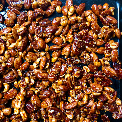 korean recipe sweet spicy gochujang spiced mixed nuts strawberry gochujang fermented red pepper paste infrared-roasted sesame seeds ganging korean soy sauce