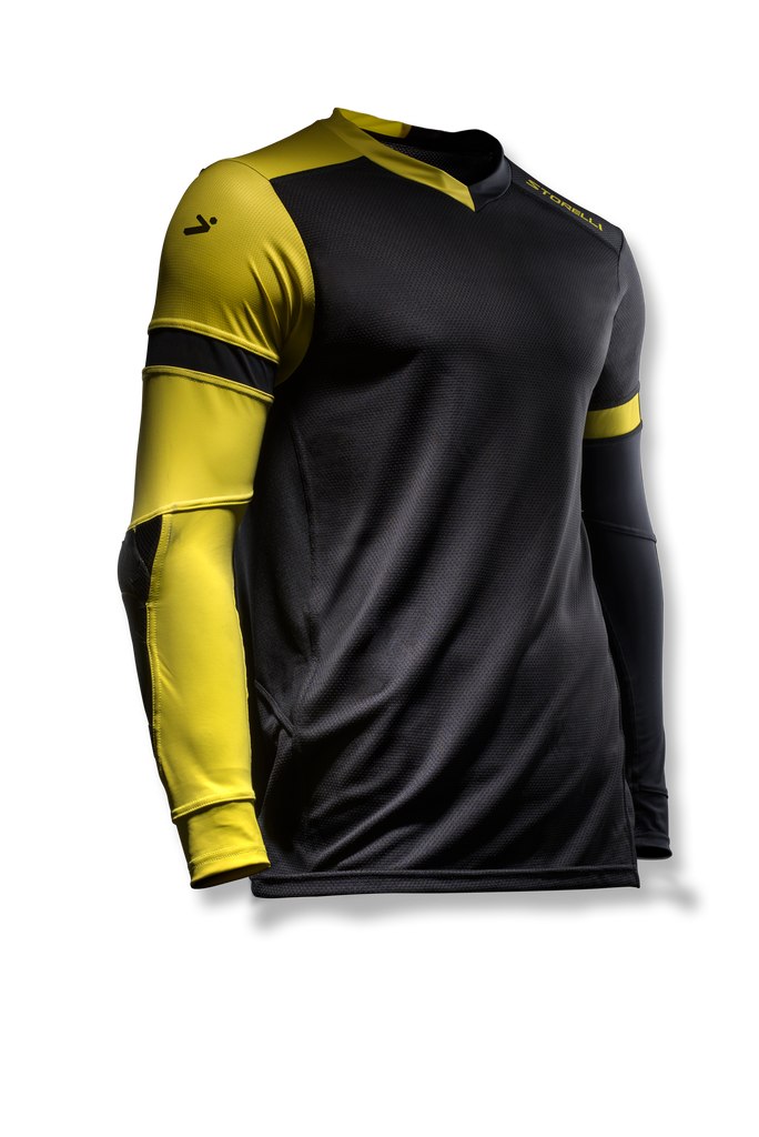 black and yellow soccer jersey