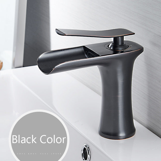 Waterfall Faucet Black Antique Color White Chrome Chrome Golden Brushed Nickel White Gold Ceramic Valve Bathroom Sink Faucet For 1 2 Inch Pipe