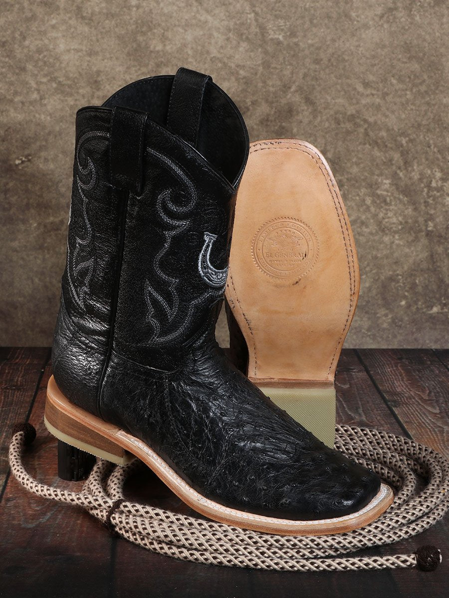 Men's Rodeo Ostrich Black Square Toe "Bota Rodeo Original Ca Ayalaswesternwear