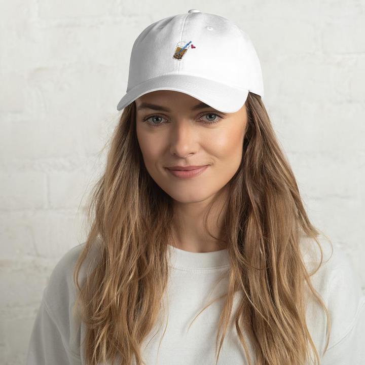Embroidered bubble tea dad hat