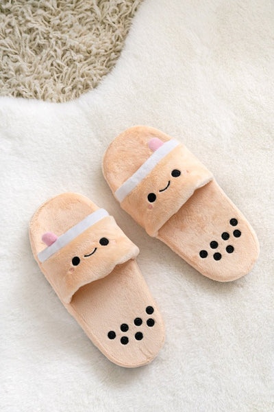 Pearl Boba Tea Plush Slides