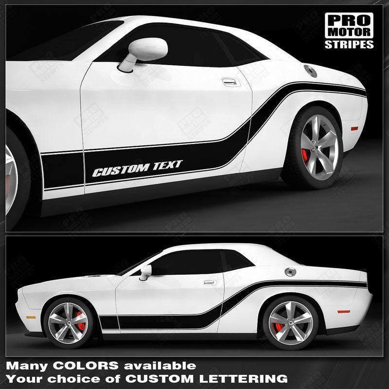 Azure Blue Factory Crafts Side Body Hash Stripe Graphics Kit 3M Vinyl Decal Wrap Compatible with Dodge Challenger 2011-2018 