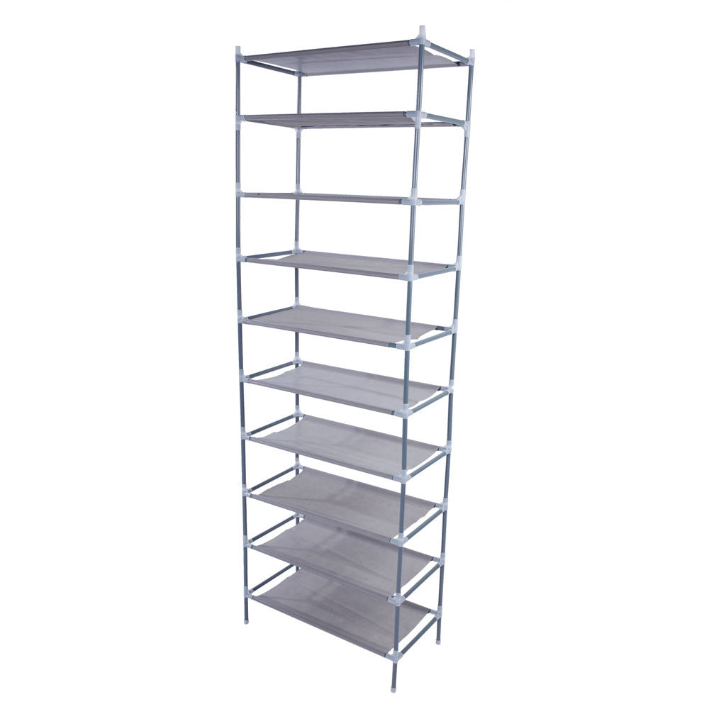 Simple Assembly 10 Tiers Non Woven Fabric Shoe Rack Gray Outlet Store