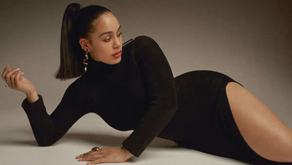 Jorja Smith wearing Sara Robertsson Serpentine earrings in ELLE UK