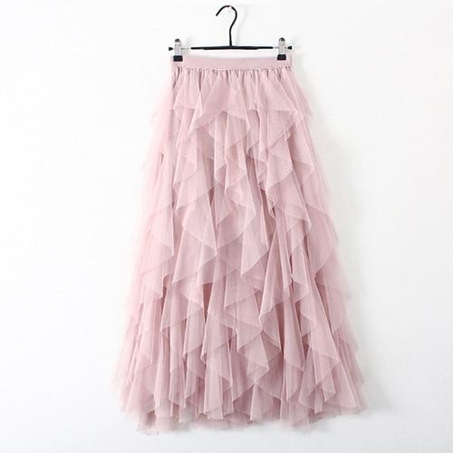 pink tulle maxi skirt