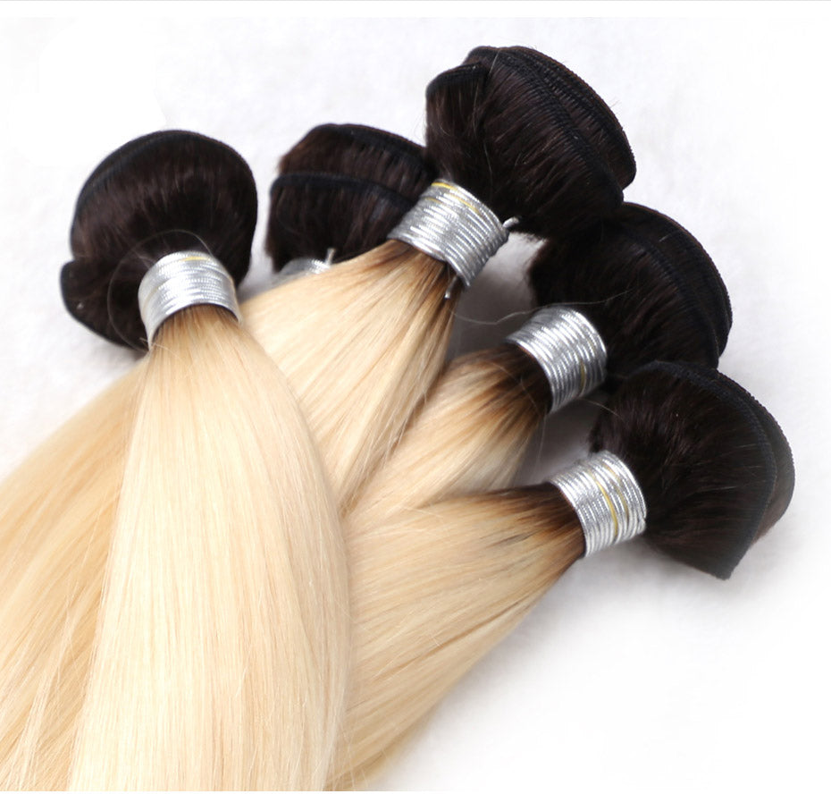 Jesvia Hair 3 Bundles Deal 1b 613 Ombre Blonde Color Hair Straight