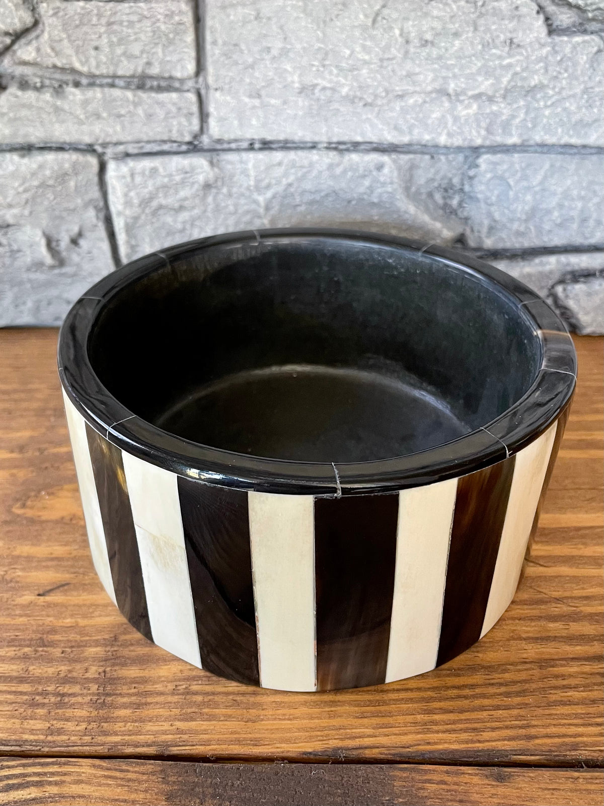 statement bowl, bone and horn, fair trade, haiti, black and white