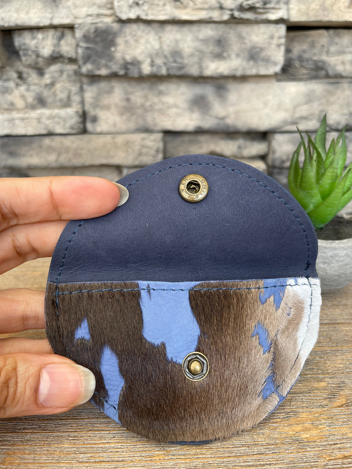 funky coin purse from Bolivia, Fair trade cowhide coin purse