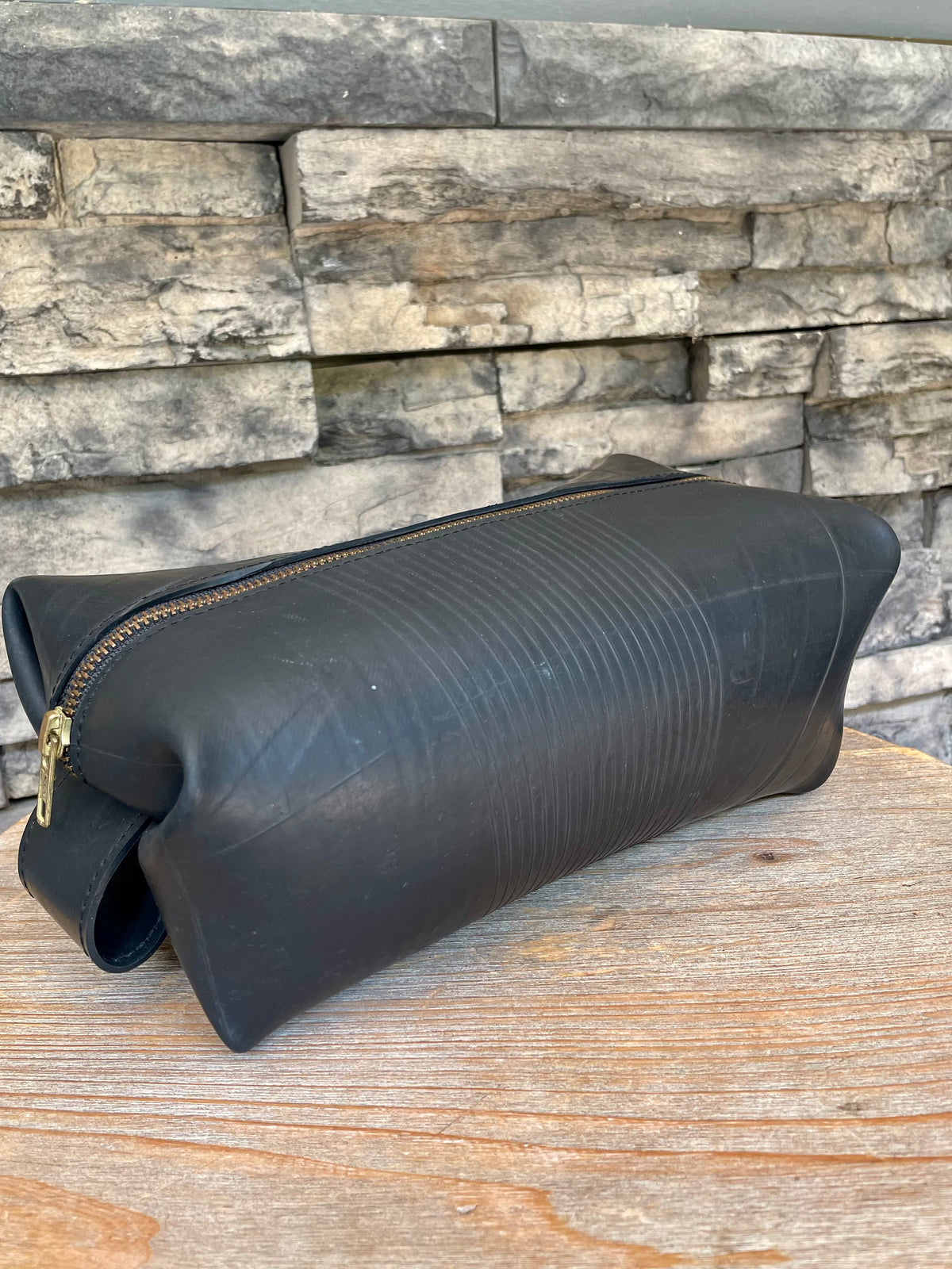 recycled car tire dopp kit from Haiti, fair trade dopp kit