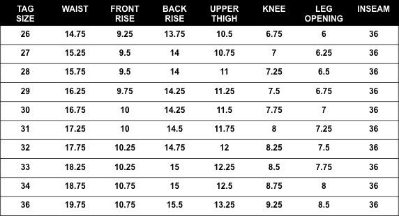 Slub SK Sizing