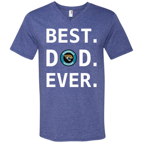 Best Jacksonville Jaguars Dad Ever Fathers Day Shirt Mens V-Neck T-Shirt Heather Blue / S Mens V-Neck T-Shirt - PresentTees