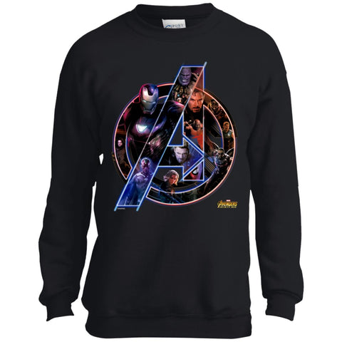 Marvel Avengers Infinity War Movie Adult And Kid T Shirt Jet Black / YXS Youth Crewneck Sweatshirt - PresentTees