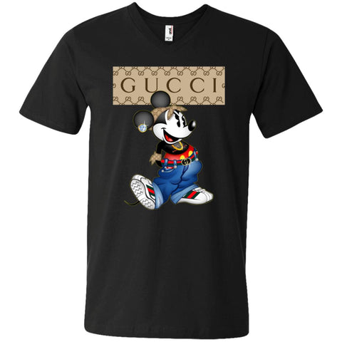 Gucci Mickey Mouse Trending T-shirt Men V-Neck T-Shirt Black / S Men V-Neck T-Shirt - PresentTees