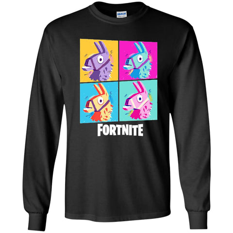 Fortnite Four Llamas Youth Long Sleeve Shirt Black / YS Youth Long Sleeve Shirt - PresentTees