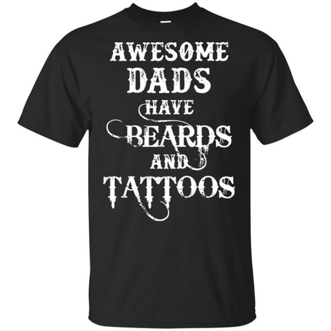 Awesome Dads Have Tattoos And Beards Funny Fathers Day Gift Youth Cotton T-Shirt Black / YXS Youth Cotton T-Shirt - PresentTees