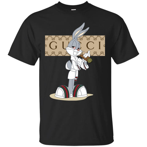 Gucci Rabbit Smoking Funny T-shirt Men Cotton T-Shirt Black / S Men Cotton T-Shirt - PresentTees