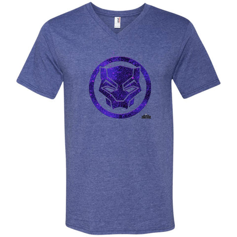 Marvel Black Panther Movie Purple Splatter Icon T-shirt Heather Blue / Small Mens V-Neck T-Shirt - PresentTees