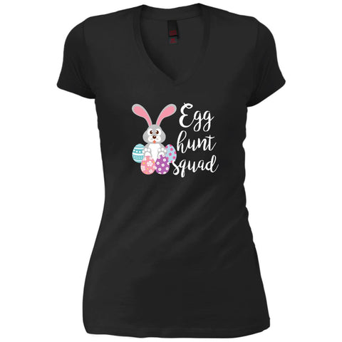 Egg Hunt Squad Easter Day T Shirt For Men And Women Black / X-Small Womens V-Neck T-Shirt - PresentTees