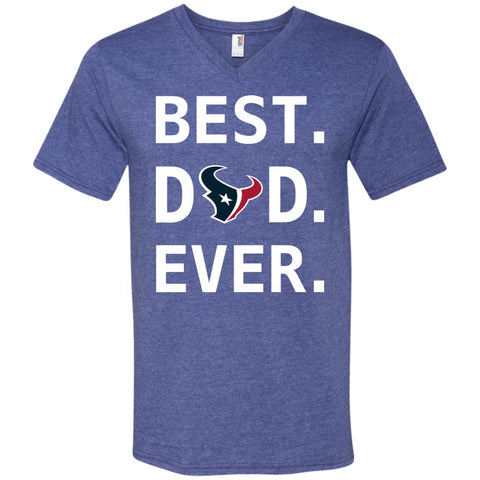 Houston Texans Dad Best Dad Ever Fathers Day Shirt Mens V-Neck T-Shirt Heather Blue / S Mens V-Neck T-Shirt - PresentTees