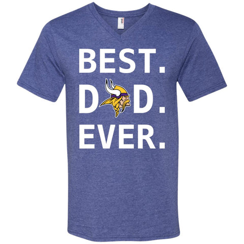 Minnesota Vikings Dad Best Dad Ever Fathers Day Shirt Mens V-Neck T-Shirt Heather Blue / S Mens V-Neck T-Shirt - PresentTees
