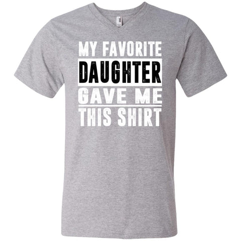My Favorite Daughter Gave Me This Tshirt - Mothers Day Fathers Day Gift From Daughter Heather Grey Mens V-Neck T-Shirt Heather Grey / S Mens V-Neck T-Shirt - PresentTees
