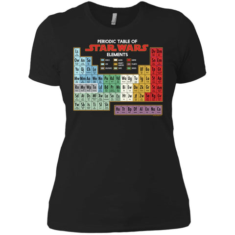 Star Wars Periodic Table Of Elements Graphic Womens Cotton T-Shirt Black / X-Small Womens Cotton T-Shirt - PresentTees