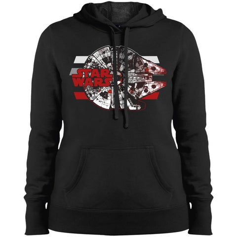 Star Wars Millennium Falcon Basics Ladies Pullover Hooded Sweatshirt Black / X-Small Ladies Pullover Hooded Sweatshirt - PresentTees