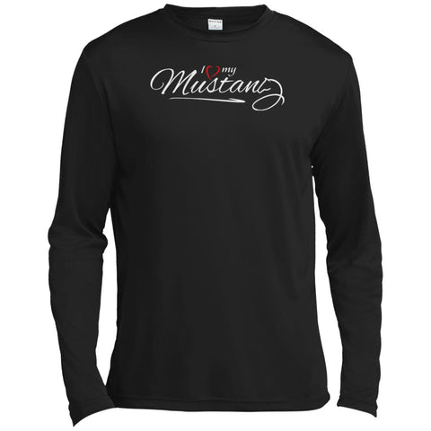I Love My Mustang Shirt - Wild Horse Lovers T Shirt Black / X-Small Mens Long Sleeve Moisture Absorbing Shirt - PresentTees