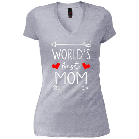World's Best Mom Mothers Day Gift Womens V-Neck T-Shirt Heathered Grey / S Womens V-Neck T-Shirt - PresentTees