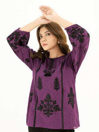 Jacquard Kurti-Embroidered (Pret)