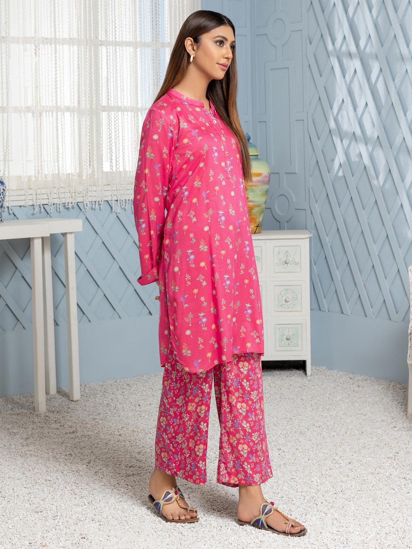 2 Piece Viscose Lawn Suit-Printed (Unstitched)