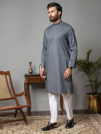 Self Jacquard Kurta