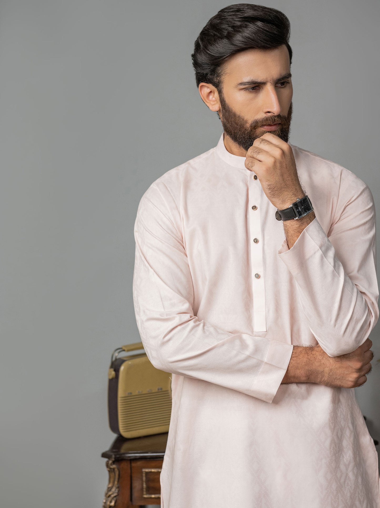 Self Jacquard Kurta