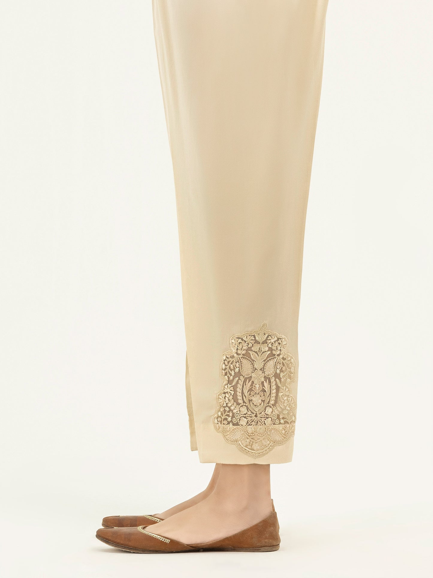 Embroidered Satin Trousers